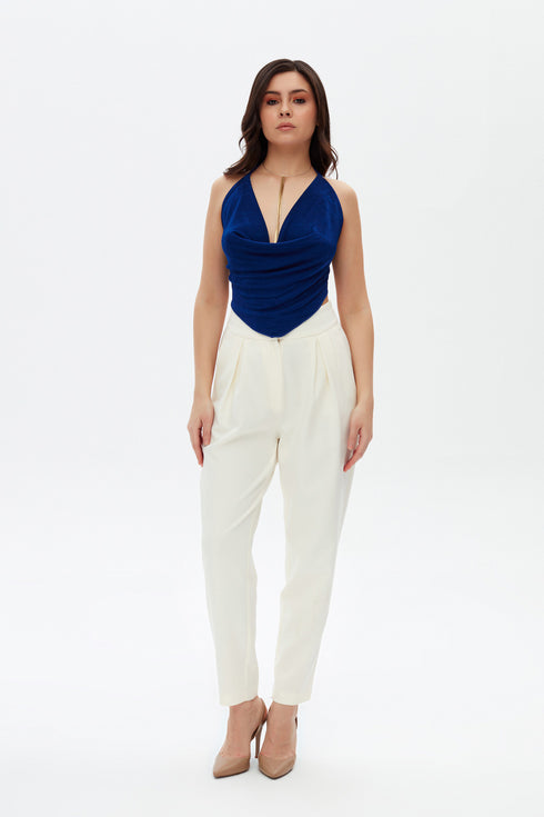 Navy Blue Cowl Neck Top